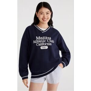 Aeropostale Malibu Athletic Oversized V-Neck Sweatshirt